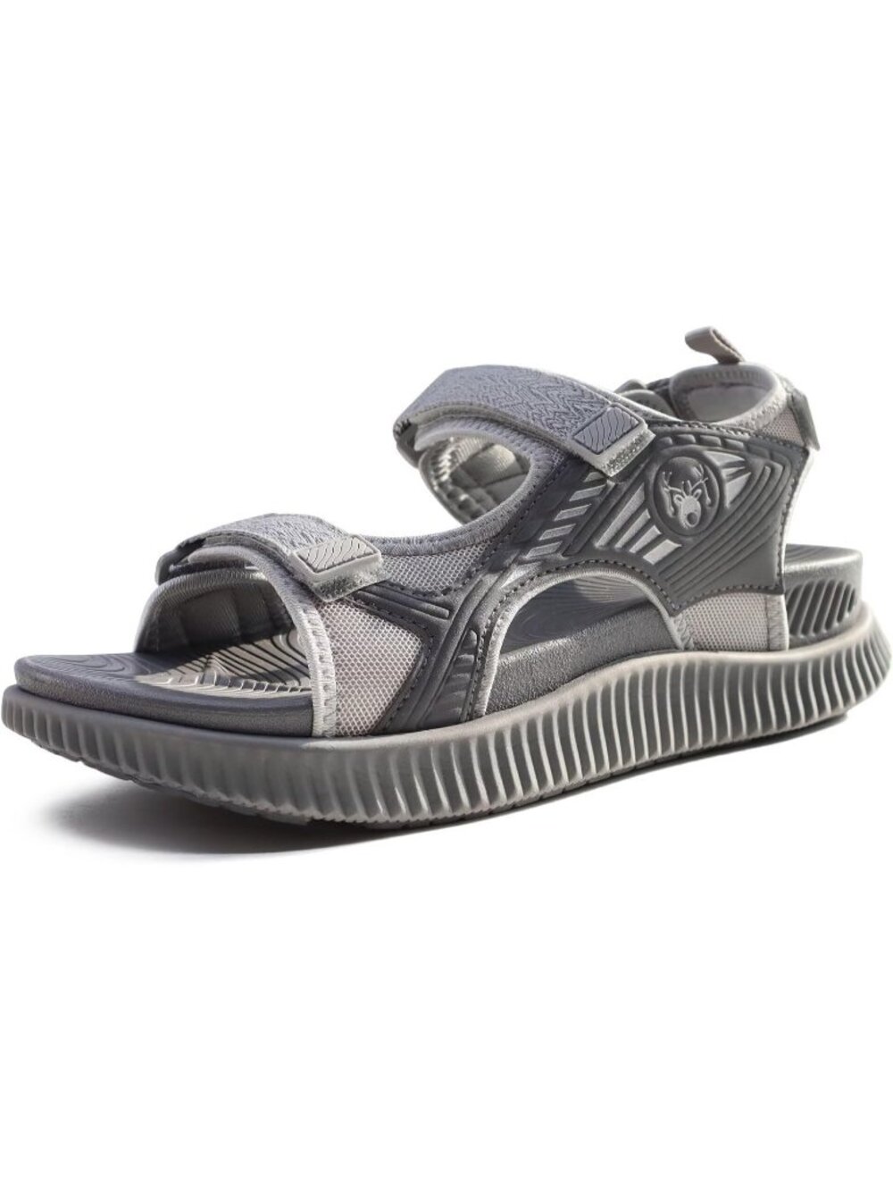 Women's Grey Walking Sandals Summer Hiking Sport Recovery Chunky Cushion Shoes